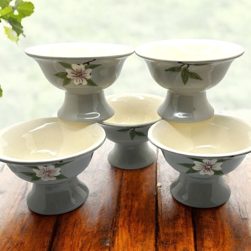 Set of 5 Vintage Weil Ware Brentwood Open Sugar / Dessert Bowls CA Pottery